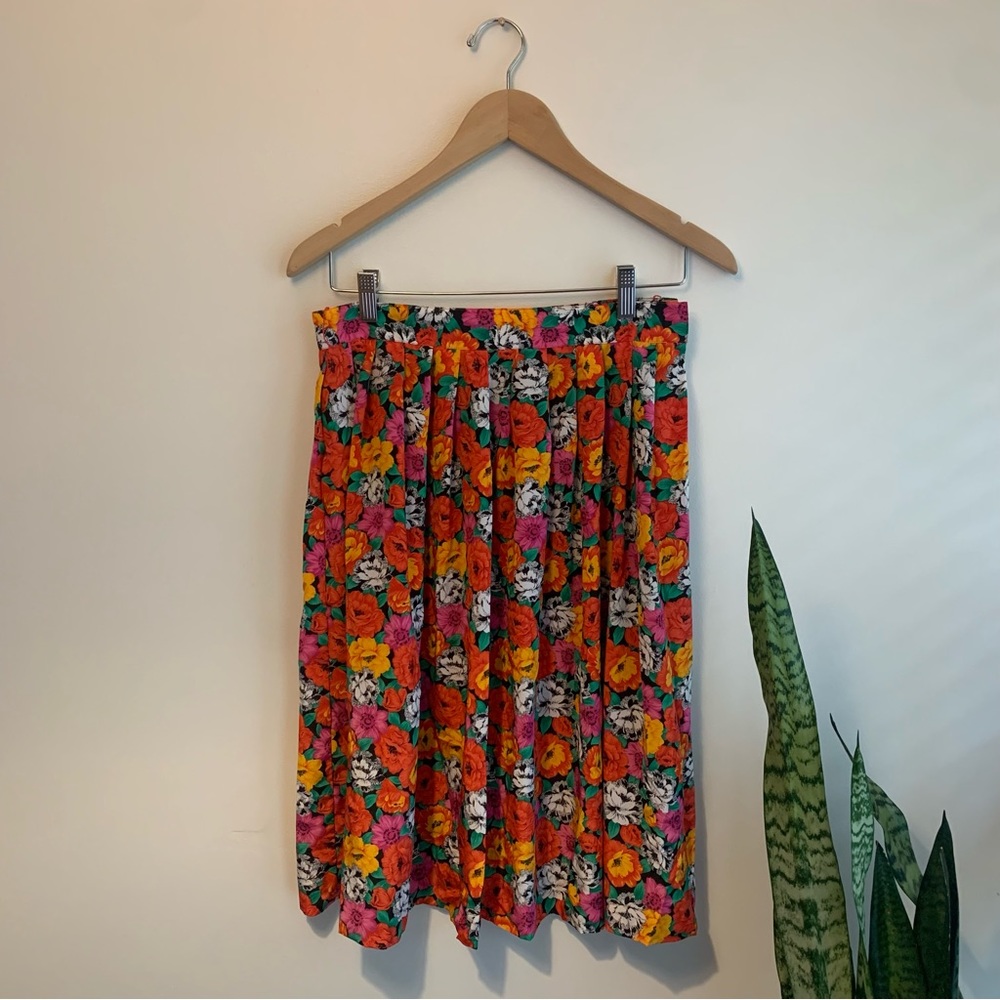 Vintage Handmade Silky Floral Skirt